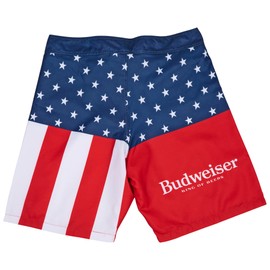 Budweiser King of Beers Stars and Stripes Men's Swim Trunks Board Shorts (as1, Alpha, 3X_l, Regular, Regular, 3XLarge (40)) Blue
