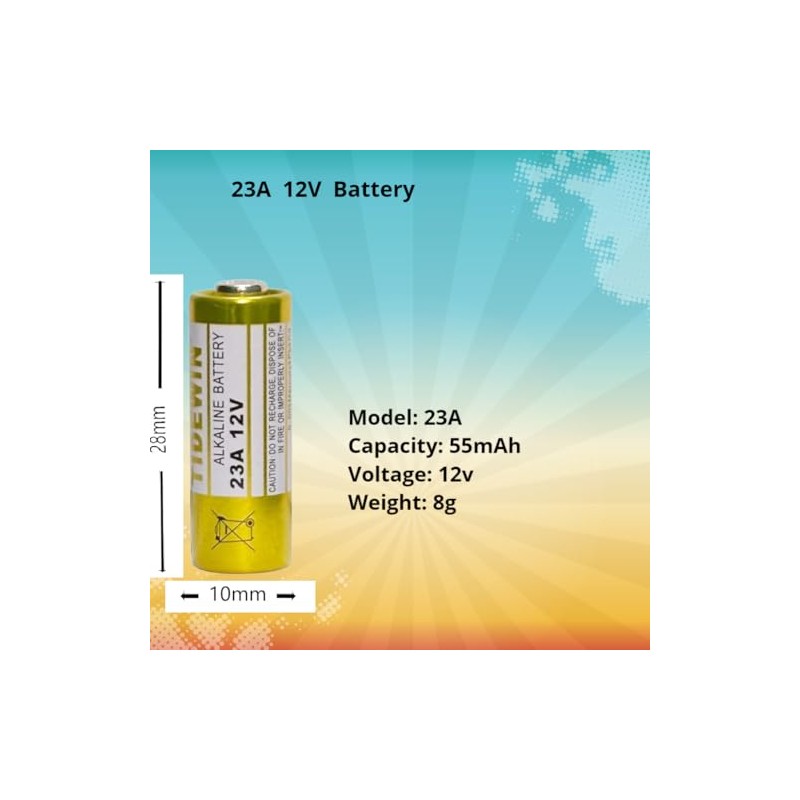23A 12V Battery, A23 23a Alkaline Battery,Long Lasting for Doorbells