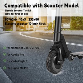 80/65-6 Off Road Tubeless Tire, 10x3 255x80 10 Inch Electric Scooter tire, With Tire Air Valve, for Nanrobot D4+/D5+/D6+/Apollo Pro/Varla Eagle One Electric Scooter