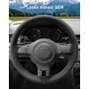 BELINOUS Suede Steering Wheel Leather Wrap (Size S5, Black)