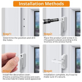 Window Locks,4 PCS Sash Blocker Jammer Patio Door Security Lock Window Lock White Zinc Cast Alloy with Fixing Screws Window Buckle for UPVC PVC Doors Windows Home Security