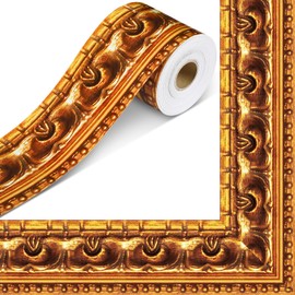 Outus 68 Feet Gold Frame Bulletin Board Border Die-Cut Straight Rolled Picture Frame Border Trim for School Classroom Bulletin Board Decoration for Chalkboard Home Office Party Decor (Funky)