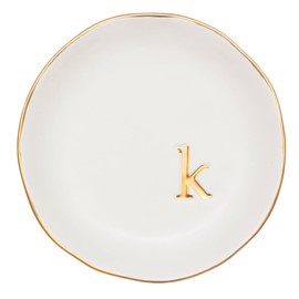 COLLECTIVE HOME - Ceramic Jewelry Tray, Decorative Trinket Dish for Rings Earrings Necklaces Bracelet Watch Keys, Birthday Mother's Day Christmas Gift for Women, 4.75", White Surface (K)