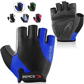 BEACE Cycling Gloves Bike Gloves Biking Gloves Half Finger Road Bike Bicycle Gloves for Men and Women-5MM Breathable Anti-Slip Shock-Absorbing Pad Gym Motorcycle Light Weight Mountain Bike Gloves