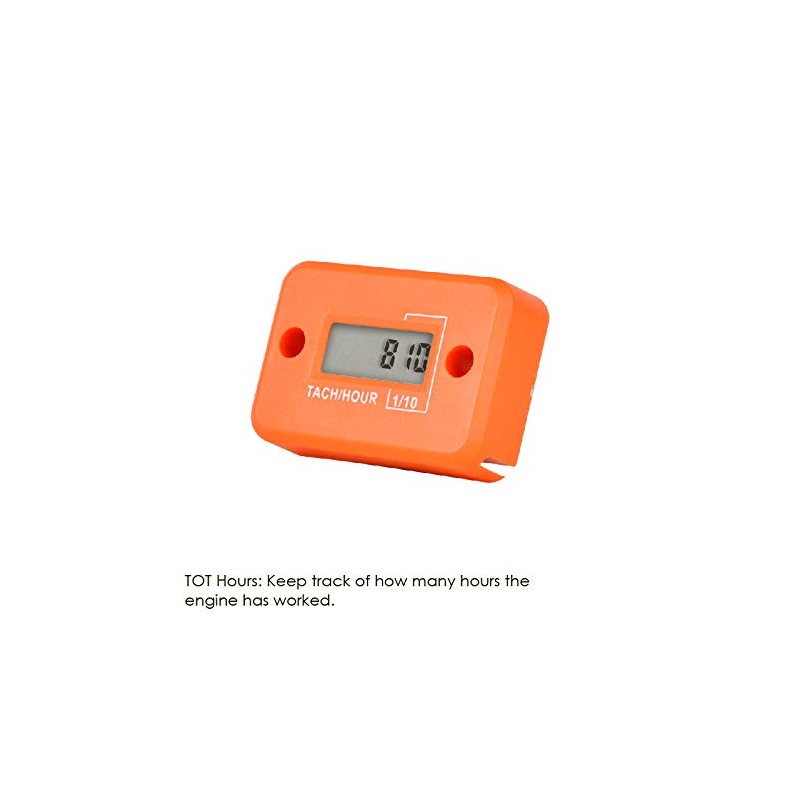 NInE-ROnG Tach Operating Hour Counter, Digital LCD Inductive Tachometer, RPM