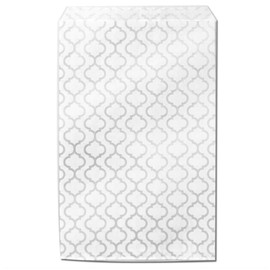 888 Display USA, Inc 200 pcs Shimmering Silver Trellis Pattern Paper Merchandise Gift Bags Shopping Sales Tote Bags Size: 4" x 6"