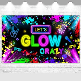 Avezano Glow in The Dark Bacdkrop Neon Glow Party Decorations Let’s Glow Banner Birthday Party Background Graffiti Splash Nenon Theme (No real lights) Kids Photo Booth Prps 70.8x43.3