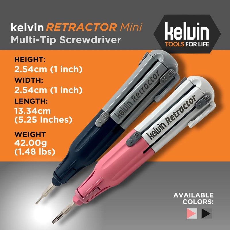 Kelvin Tools Retractor Mini Precision Screwdriver Set, 6 in 1