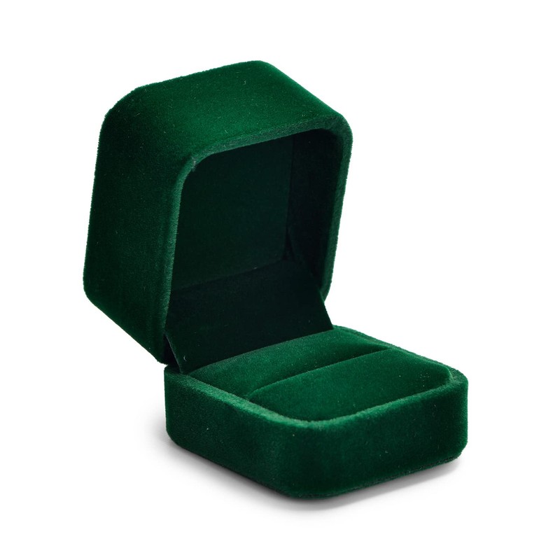 Oirlv Dark Green Velvet Ring Box Luxury Ring Box Flip