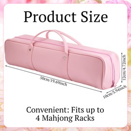 Sunnymove Mahjong Rack Bag for Mahjong Game Storage 19.7 x 4.7 x 3.9 Inches Mah Jong Tile Bag with Zipper for Tiles and Pushers Rack Storage Carrying Bags Gifts Accessories(Pink)