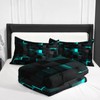 Neon Turquoise Black Comforter Set Queen Geometric Kids Bedding Set,3