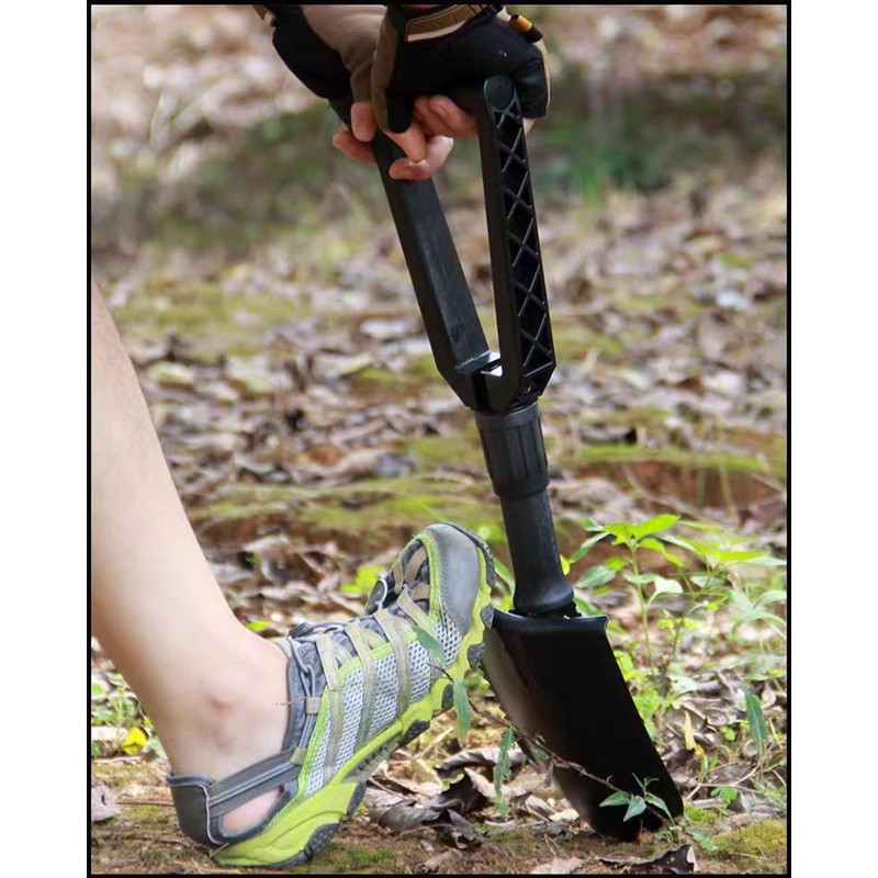 24" High Hardness Carbon Steel Folding Shovel w/Serrated Edge &