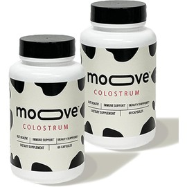 MOOVE Bovine Colostrum Capsules 1,000mg, Grass-Fed Dutch Cows, Immune & Gut Support, Natural Protein, Superfood Supplement for Vitality & Recovery, 2 Pack of 60 Capsules