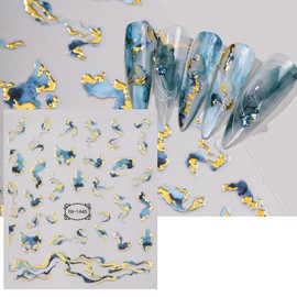 Marble Nail Art Stickers Colored Ribbon Nail Sticker for Nail Art Purple Blue Brown Green Irregular Line Nail Deisgn for Women Nail Decor Supplies 4 Sheets