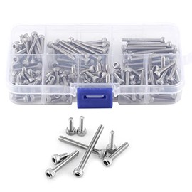 Tornillos Hexagonales Acero Inoxidable 304 160PCS M3x6/8/10/12/16/20/25/30mm Caja Almacenamiento Sujetadores Industriales