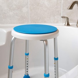 Medical Tool-Free Assembly Adjustable Swivel Shower Stool Seat Bench with Anti-Slip Rubber Tips for Safety and Stability