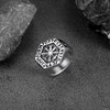 Mens Runic Viking Hexagon Finger Rings Retro Nordic Compass Charms