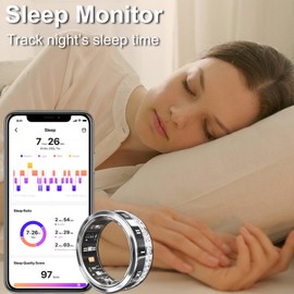 Smart Rings for Women Men Fitness Tracker Heart Rate Monitor Sleep Health Ring Step Counter Calories Waterproof Fashion Diamond Ladies Smart Rings for Android iOS Phones