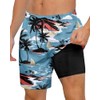 Cozople Mens Palm Tree Swim Trunks with Boxer Brief Liner