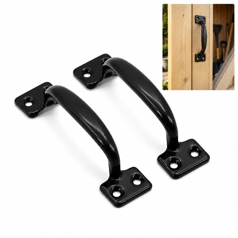 Gate Handle Pulls, 5 Inch Black Steel Door Handles for