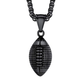 PROSTEEL Black Soccer American Football Necklaces Pendant Chain Stainless Steel Trendy Women Men Sport Fan Jewelry Gift Soccer Charm Necklace