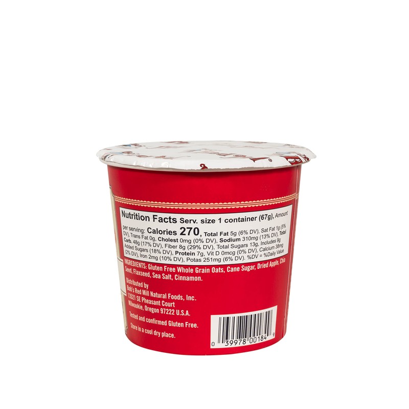 Bob's Red Mill GF Oatmeal Cup, Apple & Cinnamon, 2.36