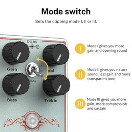 Donner Overdrive Guitar Pedal, Dumbal Drive Overdrive Pedal for Electric Guitar, Dumble Style Overdrive with 2 Band EQ Boost Effect Pure Analog True Bypass