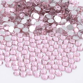 NCB Nancybeads 288pcs Flatback Round Glass Nail Art Rhinestones Crystal for DIY Making Accessories Shoes, Clothes, Face Art, Bags, Manicure (Lt. Rose, SS30 288pcs)