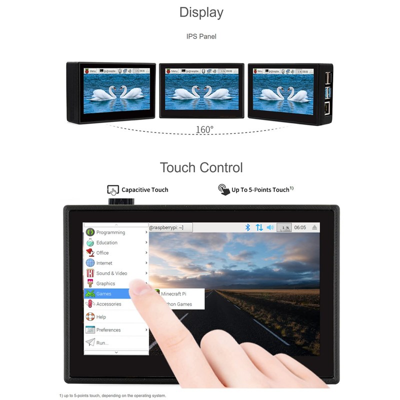 visualización LCD DSI de 4.3 pulgadas con funda para Raspberry