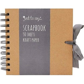 Set of Scratch & Sketch Kraft Small/Medium/Large Square Scrapbook- Quality Brown Kraft Paper Scrapbook with Ribbon (Small 15cm x 15cm - 50 Sheets)