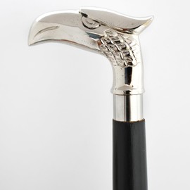 Unisex Portable & Foldable Walking Stick Sheesham Wood Walking Stick Brass Handle Eagle Design 37 inch Size for All Age Group Brass Handle in Silver Tone Black Wood Unisex Canes