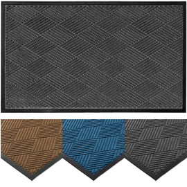 Ecomills Deluxe Diamond Entrance Door Mat, XX-Large Heavy Duty Absorbent Rubber Rug, Charcoal, 4’ X 6’ feet