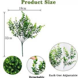 Artificial Flowers Outdoor, Plastic Flowers Decoration, UV Resistant Faux Flowers Shrubs, Artificial Plants for Home Wedding Farmhouse Indoor Outdoor (18 Pcs Green)