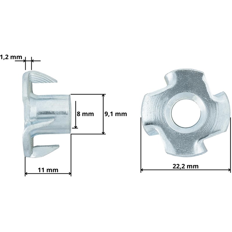 HEXATON Drive-in Nuts Claw Nuts Claws Nuts M8 x 11