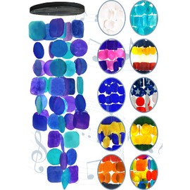 Bellaa Campanas de viento al aire libre, regalo único para mamá, campanillas de viento exteriores, patio, jardín, terraza, interior, océano, decoración del hogar, campanas colgantes de recuerdo, reciclaje, concha de capiz, campanilla de cristal de mar, m