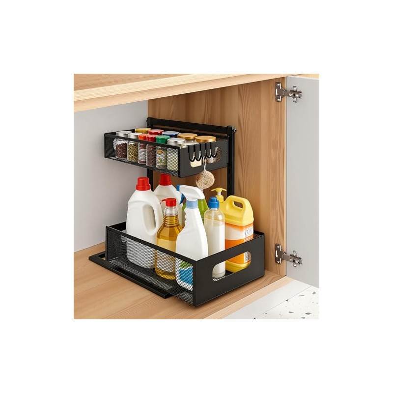 2 Tier Shelf Under Sink Kitchen Cabinet Organiser Under Sink