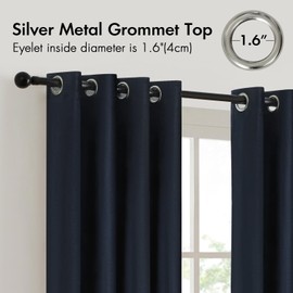 BULBUL Color Block Window Curtains Panels 84 inches Long Navy Blue Gold Velvet Farmhouse Drapes for Bedroom Living Room Darkening Treatment with Grommet Set of 2