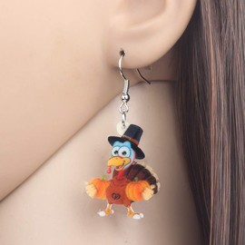 BONSNY Acrylic Thanksgiving Hat Turkey Chicken Pumpkin Earrings Drop Dangle Jewelry For Women Charms Gifts