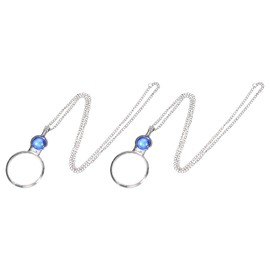 PATIKIL 2pcs 3X Magnification Magnifier Necklace Magnifier Pendant Diameter 4.5cm Glass Lens 80cm Length Chain for Women Reading Gift Craft Gemstone Embroidery Blue