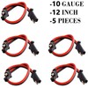 5 Pack 12" 10 Gauge 2 Pin Quick Disconnect Audiopipe