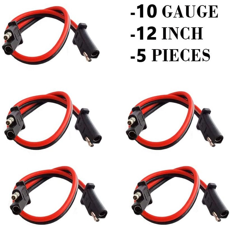 5 Pack 12" 10 Gauge 2 Pin Quick Disconnect Audiopipe