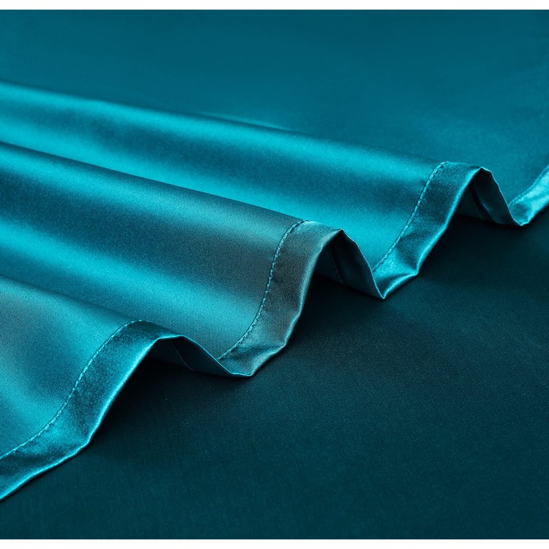 JHCHMX Satin Fitted Sheet - Teal Double, Deep Pocket (35cm)