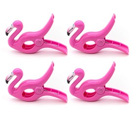 AUEAR, Lovely Towel Clips Chair Holders for The Beach or Home Patio Holiday Pool and Chaise Pool Chair Supplies Accessories Portable Secure Towel Clips (Pink Flamingo, 4-Pack)