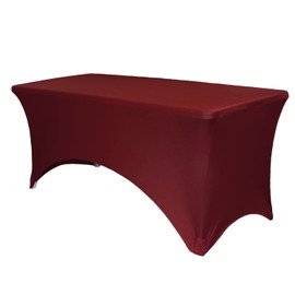 YOUR CHAIR COVERS Rectangular Spandex Table Covers 6ft Fitted Tablecloth Wedding Event Patio Table Decorations Elastic Fabric Stretch Table Covers for 6 ft Folding Table (Burgundy)