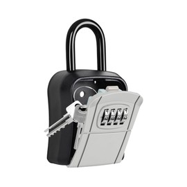 Portable Key Lock Box,Key Holder Safe Security Lock Box for Indoor, Outdoor, Garage, Garden, Store (1, Grey)