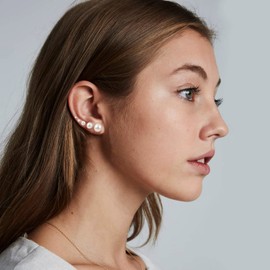 1/5 Pairs Pearl Earrings for Women,925 Sterling Silver Hypoallergenic Freshwater Natural Cultured Pearl Earrings Set,Big Small White Pearl Earrings Stud for Women Men Girls Jewellery Christmas(3-11mm)