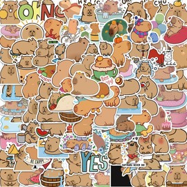 Capybara Stickers,Cute Brown Graffiti Stickers,100Pcs Vinyl Waterproof Sticker for Kids Teens,for Phone Laptop Water Bottles Skateboard Computer Phone Luggage Guitar Car Gifts Sticker