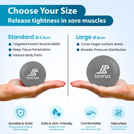 Beenax Lacrosse & Hard Spiky Massage Ball Set - Trigger Point, Myofascial Release, Plantar Fasciitis, Deep Tissue, Muscle Relief, Yoga, Pilates, Physio, Rehab - Relieve Stress and Relax Tight Muscle
