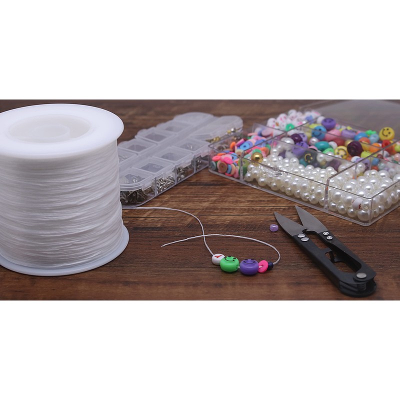 KONMAY 1 Rolls 0.8mm Flat Stretchy Bracelet Strings, 400 Meters