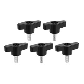 MewuDecor M5 x 12mm Z Type Handle Thumb Screws Plastic Head Mechanical Handle Bolts T-Shaped Wing Adjustable Knobs Carbon Steel, 5 PCS